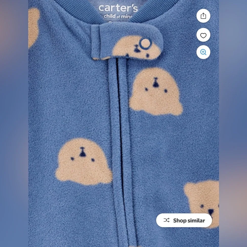 130. Carter's Child of Mine Baby Sleep 'N Play - Blue/Beige Bear